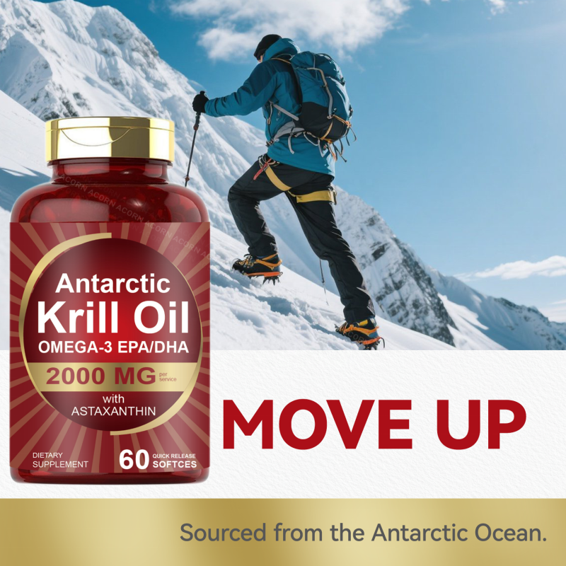 Acorn OEM 2000mg Omega-3 Astaxanthin Soft Gel Antioxidant EPA DHA Heart Joint Support Antarctic Krill Oil Softgels