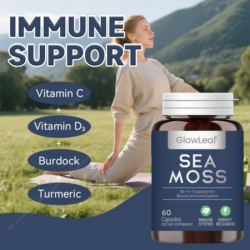 GlowLeaf Sea Moss Capsules OEM Supplement Manufacturer Organic Sea Moss Extract Natural Sea Moss Capsules