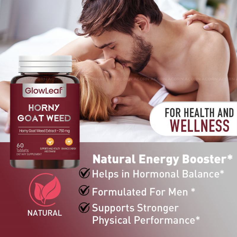 GlowLeaf Horny Goat Weed Tablets Male Enhancement Supplements for Men Energy Support Horny Goat Weed Tablets Men Supplements