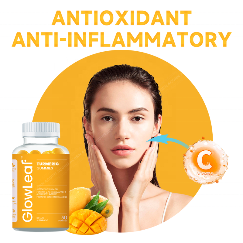 GlowLeaf Vegan Liver Support Detox Gummies Supplements Turmeric Gummies