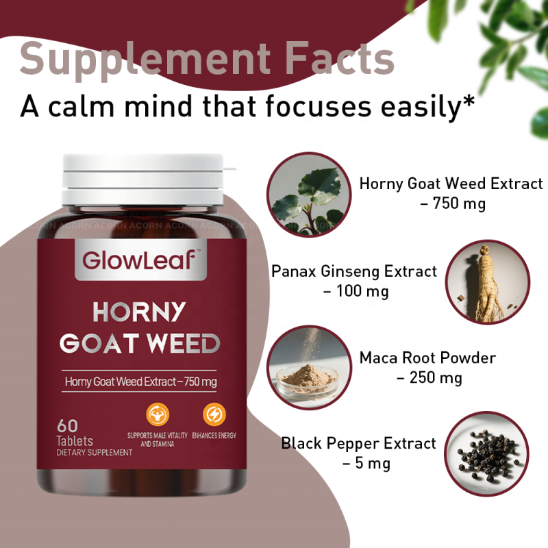 GlowLeaf Robust Supplement for Men Epimedium Tablets Horny Goat Weed Tablets