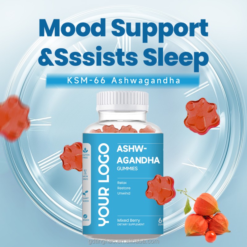 GlowLeaf Ashwagandha Extract Gummy with Vitamin D Vegan Ashwagandha Gummies Supplement