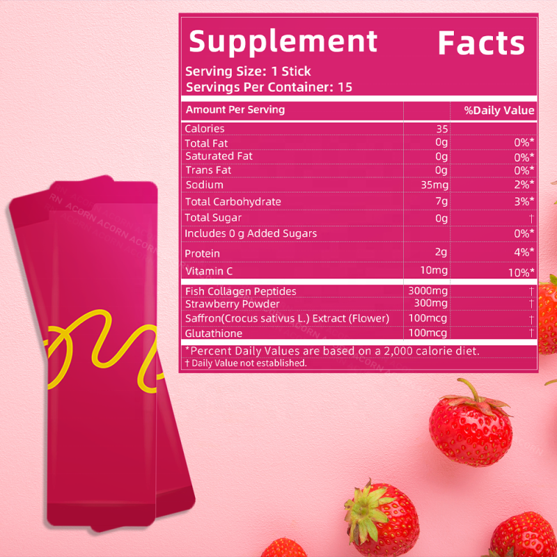 GlowLeaf Collagen Supplement Private Label Fish Collagen Peptides Powder Drink L-Glutathione Collagen Powder