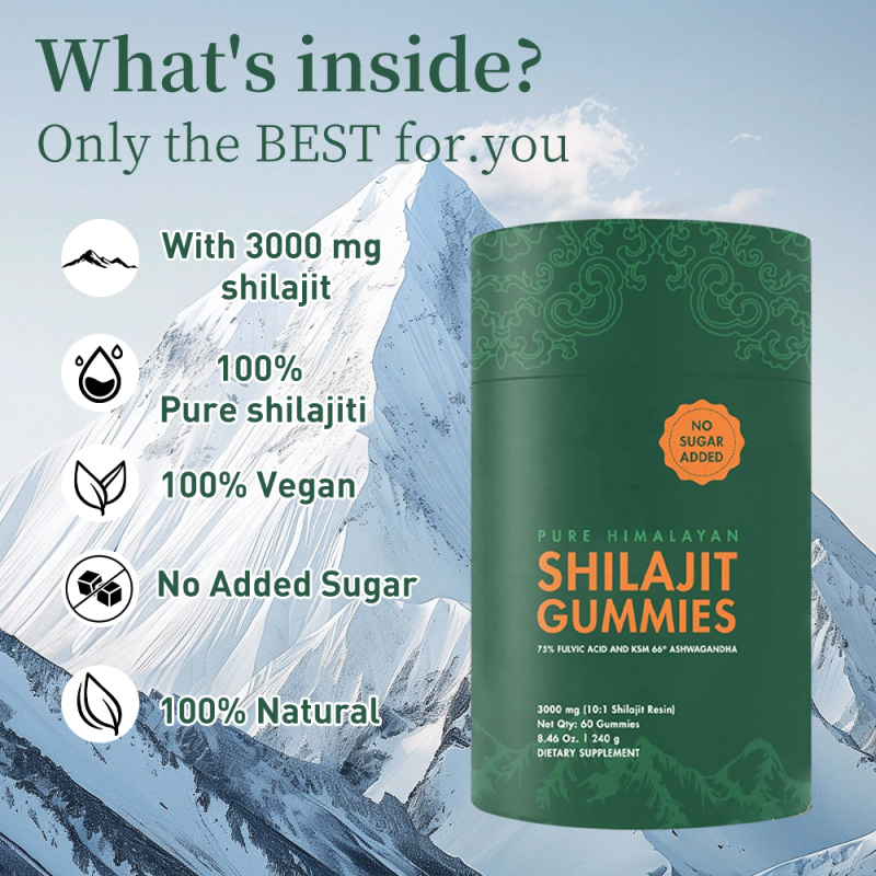 ACORN Muscle Energy Support Vegan Shilaijit Gummy with Ashwagandha Pure Shilajit Gummies 3000mg