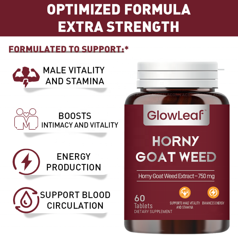 GlowLeaf Robust Supplement for Men Epimedium Tablets Horny Goat Weed Tablets
