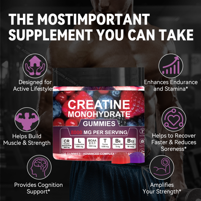 ACORN Creatine Gummy Strawberry Blueberry Flavor Endurance Enhancement Gummies Supplement Muscle Support Creatine Gummies