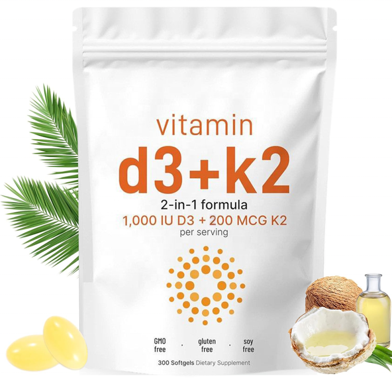 Organic Vitamin D3 K2 Softgel 10000 IU Vitamin D3+K2 Vegan Health Promotes Healthy Muscle Multivitamin Capsules Softgel