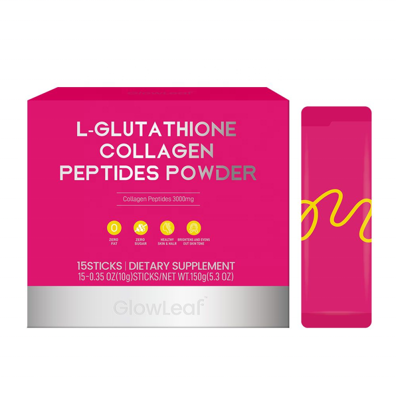 GlowLeaf OEM ODM Collagen Supplement Marine Collagen Powder Drink Sachet for Skin Whitening L-glutathione Collagen Powder