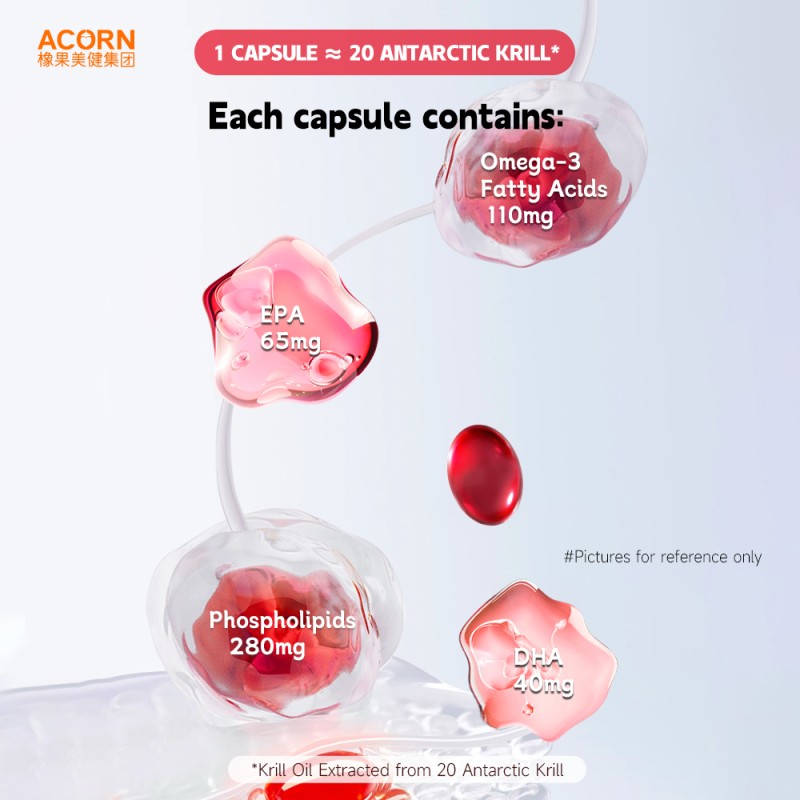 ACORN OEM Krill Oil Capsules Enhance Immunity Support Heart Health Hyaluronic Acid Fish Oil Omega 3 Krill Oil Softgel Capsules