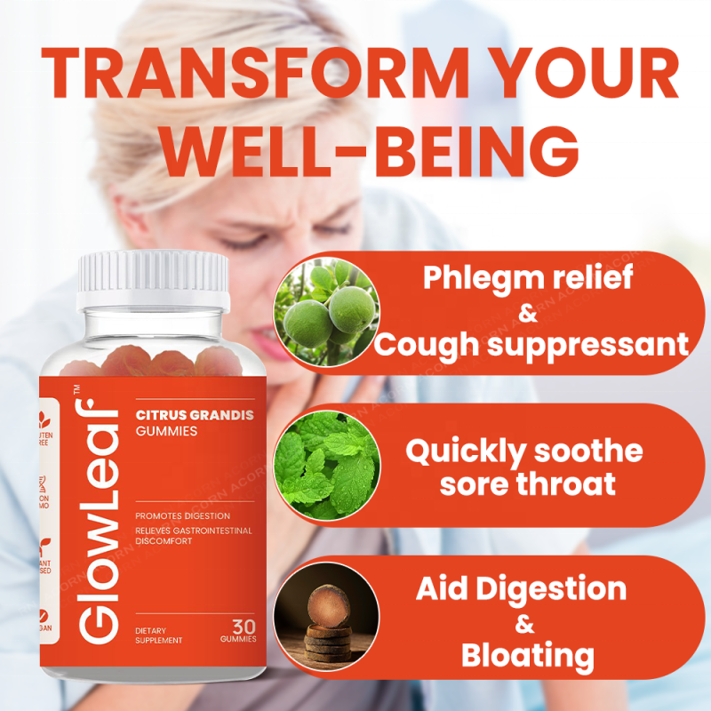 GlowLeaf  Vegan Gummies Supplement Throat Soothing Vegan Gummies Citrus Grandis Gummies