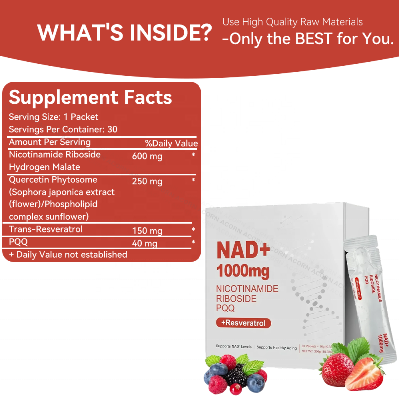 ACORN Antioxidant NAD+ Drink Oral Liquid with PQQ Heart Support Con Resveratrol NAD Supplements 1000mg