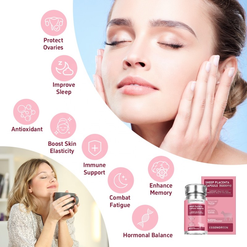 ACORN Sheep Placenta Extract Capsule for Women Health Beauty Skin Whitening Immune Support Sheep Placenta Softgel Supplement