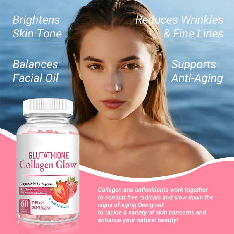 ACORN Private Label Strawberry Flavor Collagen Gummies Supplement Skin Whitening Hydration Glutathione Collagen Gummy