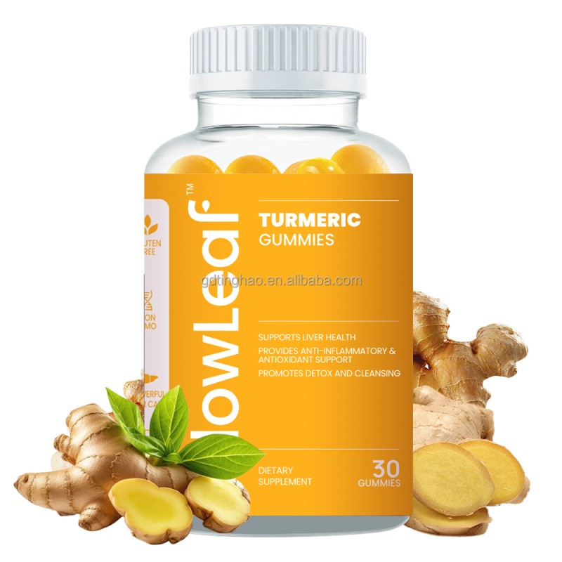 Glowleaf Vegan Turmeric Curcumin Gummies Vitamin C Gummy Supplements Turmeric Ginger Gummies