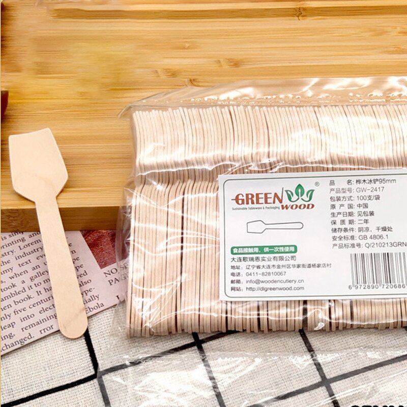Ice Cream Scoop Manufacturer - OEM 95mm Disposable Eco-Friendly Birch Wood