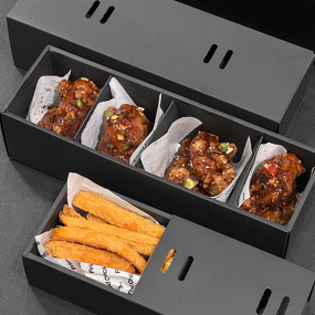 Black Cardboard Box Factory - OEM High-End Take-Out Korean Fried Chicken Box