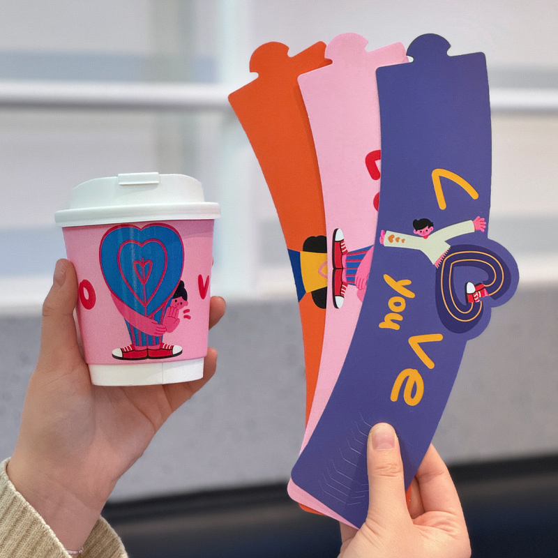Coffee Cup Sleeve Supplier - OEM Valentine's Day Creative Single Wall Kraft