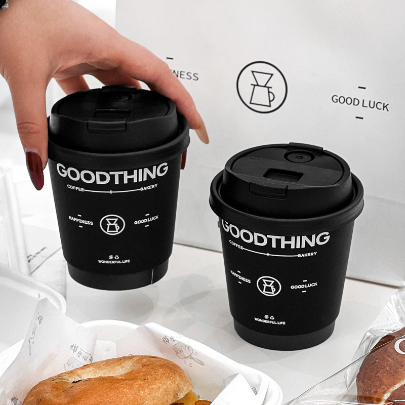 Double Wall Paper Cups Manufacturer - OEM All Black Craft Eco-Friendly Compostable
