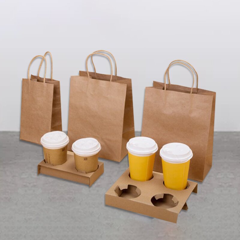 Corrugated Cup Holders Manufacturer - OEM Disposable Biodegradable Four Double