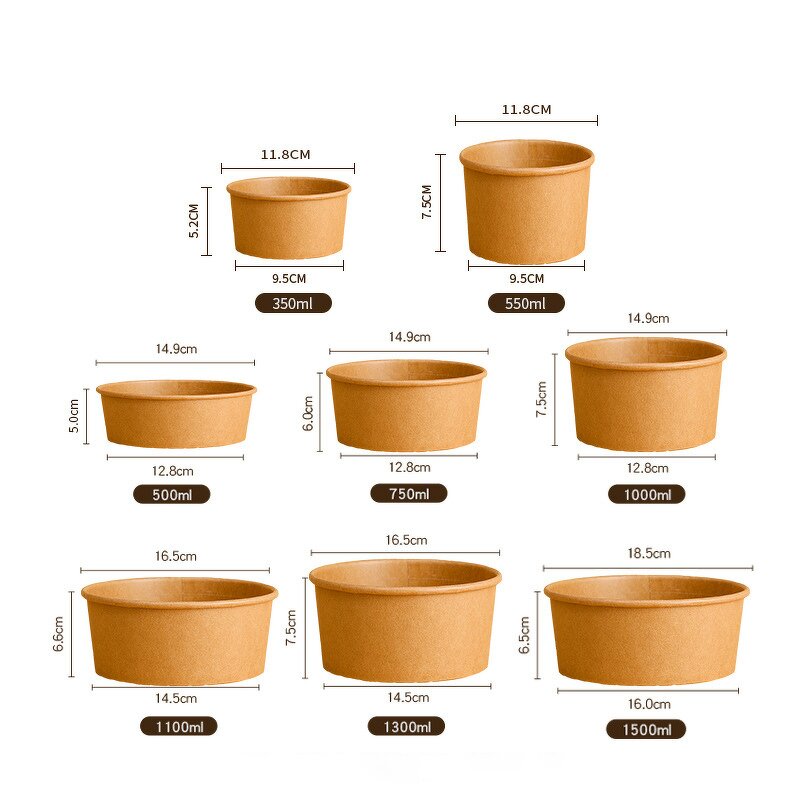 Paper Soup Bowl Factory - OEM Factory Price 1000ml Food Grade Kraft