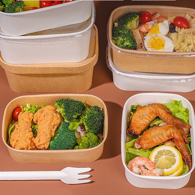 Salad Container Bowls Supplier - OEM Eco-Friendly Single Wall Square Paper Box