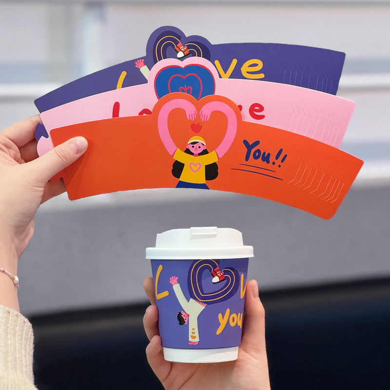 Coffee Cup Sleeve Supplier - OEM Valentine's Day Creative Single Wall Kraft
