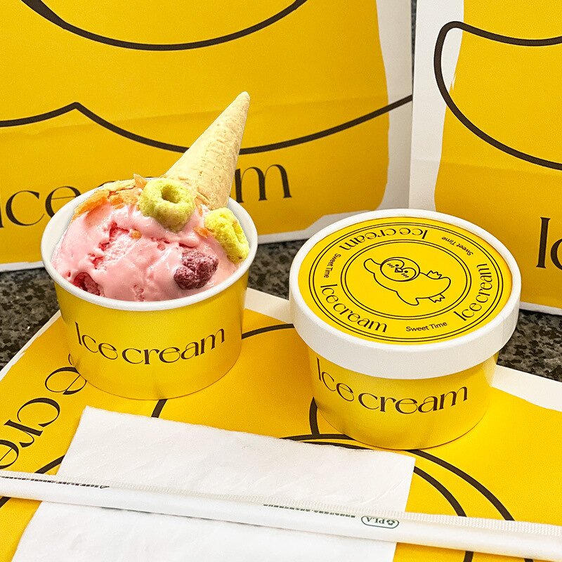 Ice Cream Yogurt Cups Factory - OEM 3-16oz Gelato Tubs Paper Cups