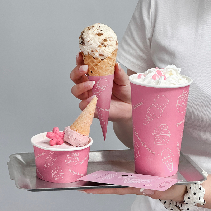 Cold Drink Paper Cups Factory - OEM 16oz Cute Pink for Coffee Shops