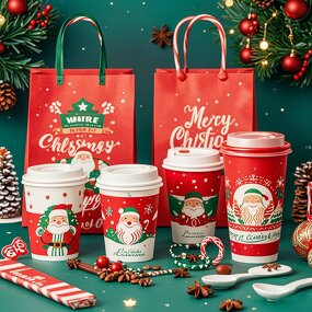 Christmas Paper Cups Factory - OEM Disposable Double Wall Creative 8/12oz