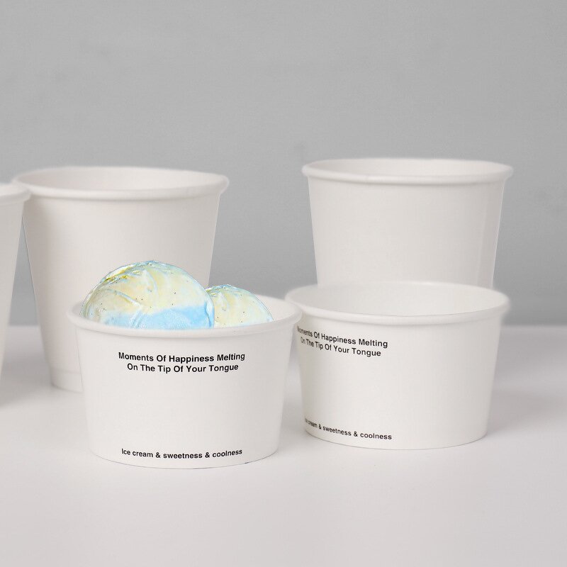 Ice Cream Paper Cups Factory - OEM Custom Printed 4-24oz Dessert Bowl with Lid