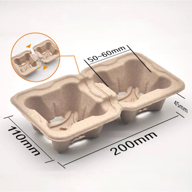 Paper Pulp Cup Holder Factory - OEM Custom Biodegradable Detachable Double Cups