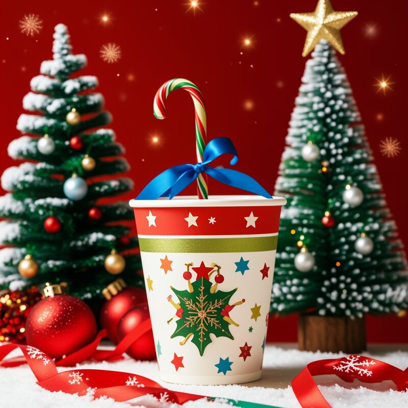 Christmas Paper Cups Factory - OEM Disposable Double Wall Creative 8/12oz