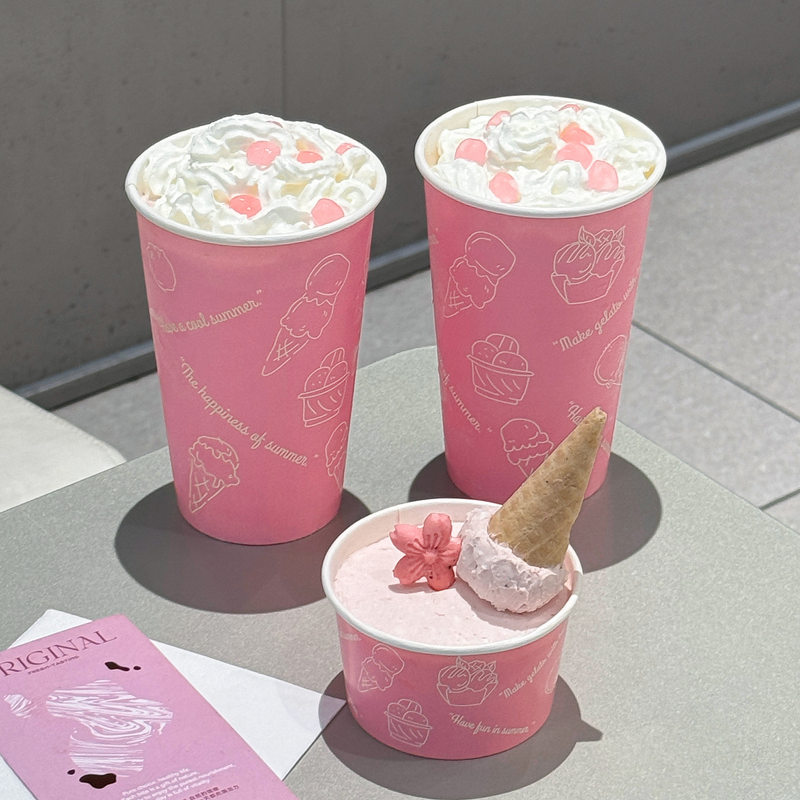 Cold Drink Paper Cups Factory - OEM 16oz Cute Pink for Coffee Shops
