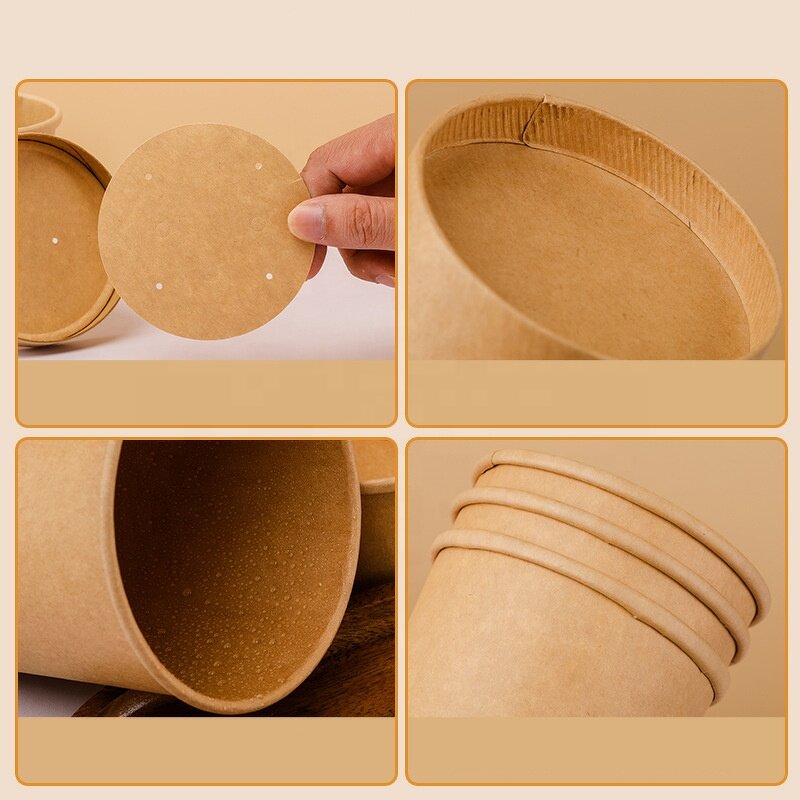 Biodegradable Soup Bowl Supplier - OEM Food Grade Kraft Lid Rice Noodle Bowl