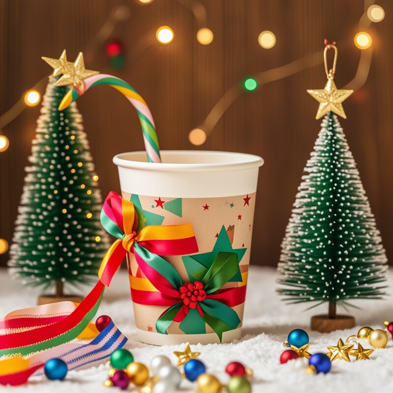 Christmas Paper Cups Factory - OEM Disposable Double Wall Creative 8/12oz