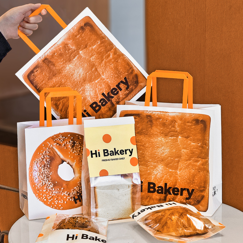 Bakery Paper Bags Supplier - OEM Commercial Handheld Kraft Screen Printed Custom