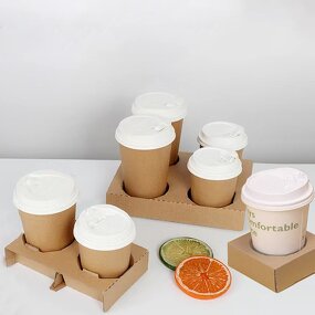 Corrugated Cup Holders Manufacturer - OEM Disposable Biodegradable Four Double