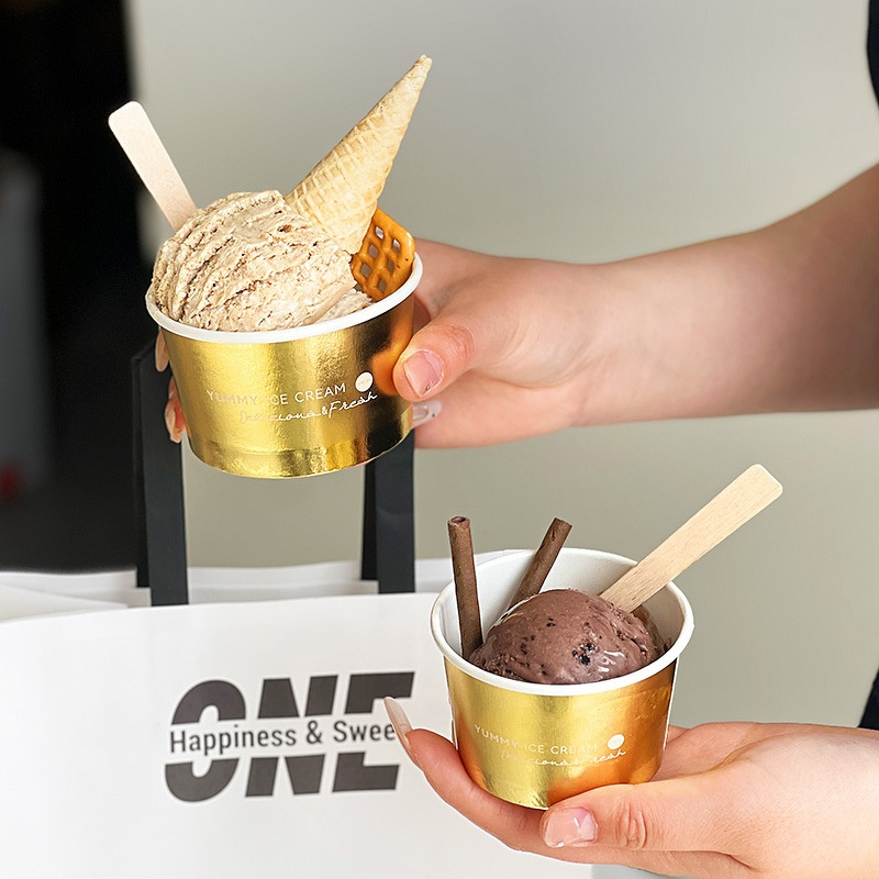 Gold Paper Cups Factory - OEM New Disposable 3oz Eye-catching Gold Foil