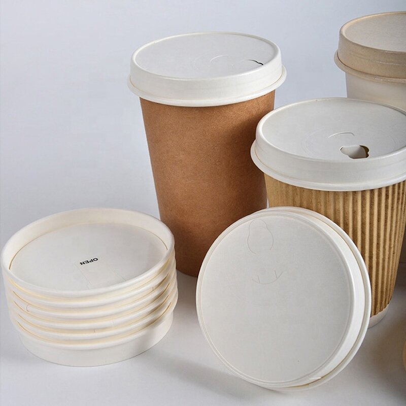 Kraft Paper Coffee Cup Lid Supplier - OEM Factory Custom 8-16oz 80-90mm Biodegradable