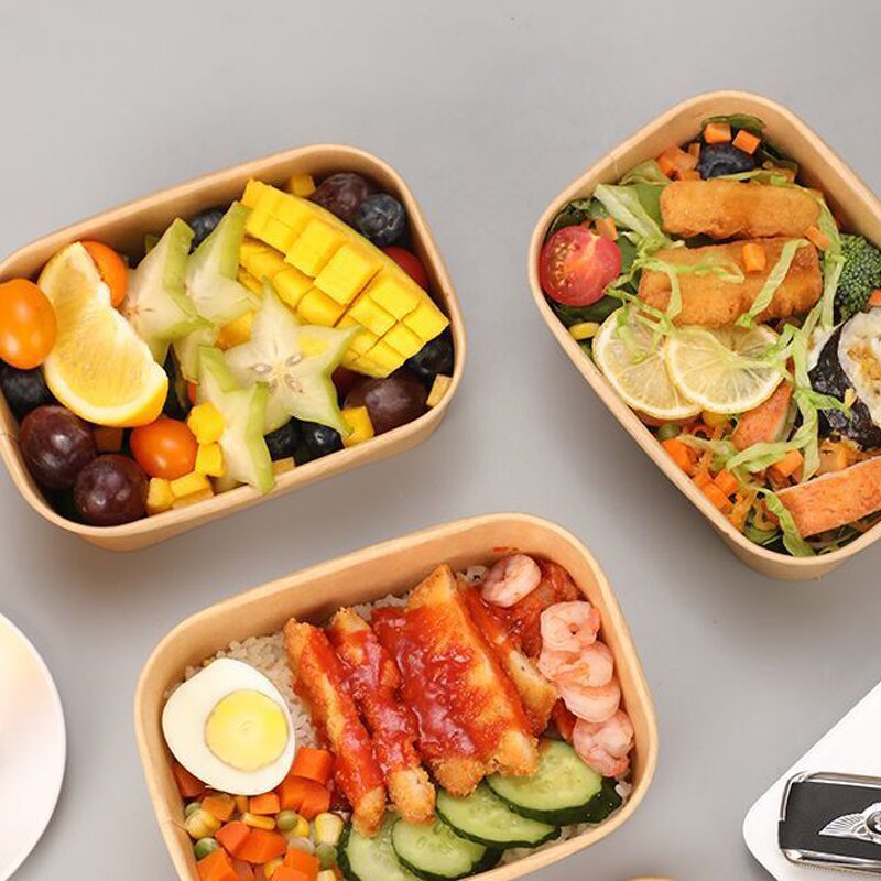 Takeaway Food Containers Factory - OEM Custom Rectangle Paper Salad Container