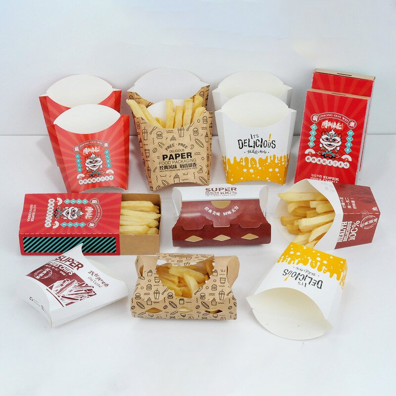Cone French Fries Box Factory - OEM New Design Take Away Baking Popcorn Box