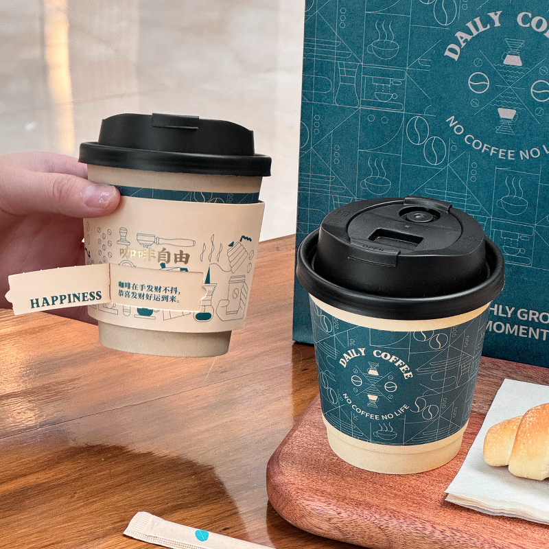 Kraft Craft Cups Manufacturer - OEM Trendy Disposable Lids Takeaway Packing