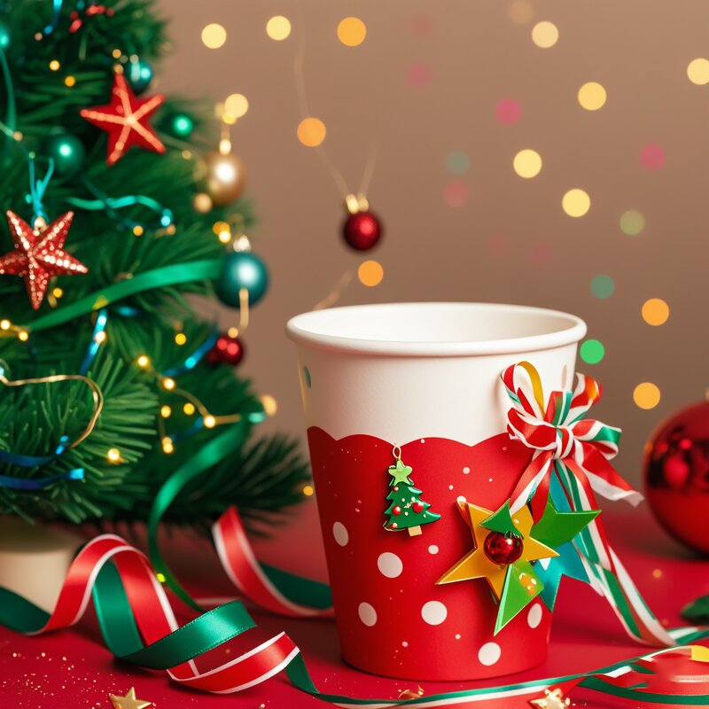 Christmas Paper Cups Factory - OEM Disposable Double Wall Creative 8/12oz