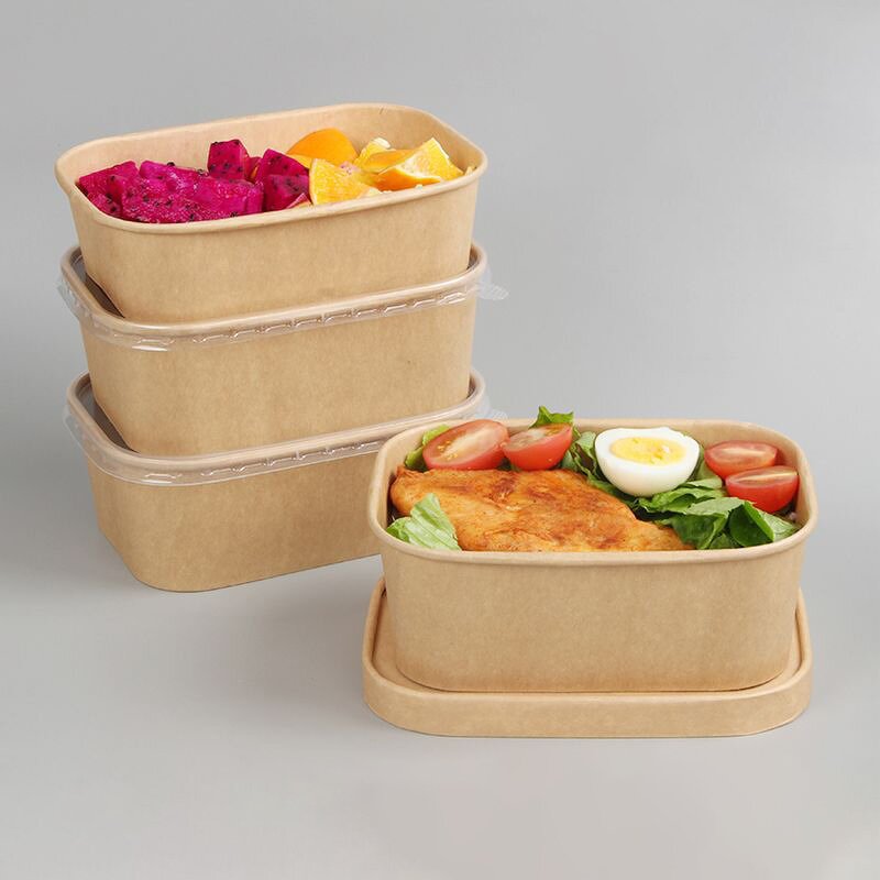Takeaway Food Containers Factory - OEM Custom Rectangle Paper Salad Container