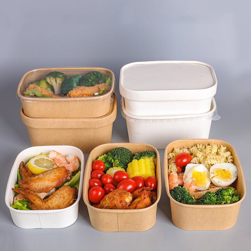 Salad Container Bowls Supplier - OEM Eco-Friendly Single Wall Square Paper Box