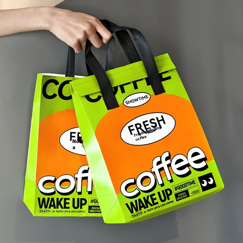 Double Cup Packaging Bag Factory - OEM Custom Printed Logo Non-Woven Beverage