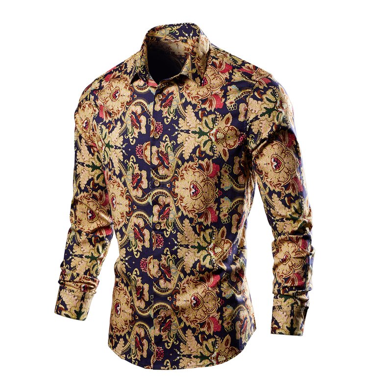 Men's Shirt Factory - OEM Premium Printed Casual Loose Long Sleeve