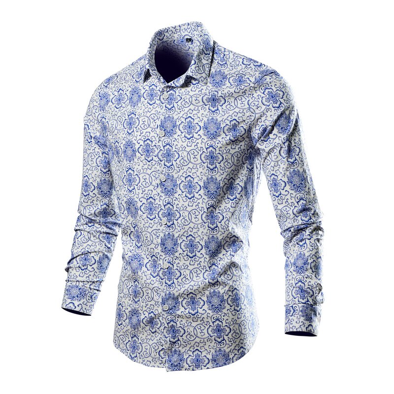 Men's Shirt Factory - OEM Premium Printed Casual Loose Long Sleeve