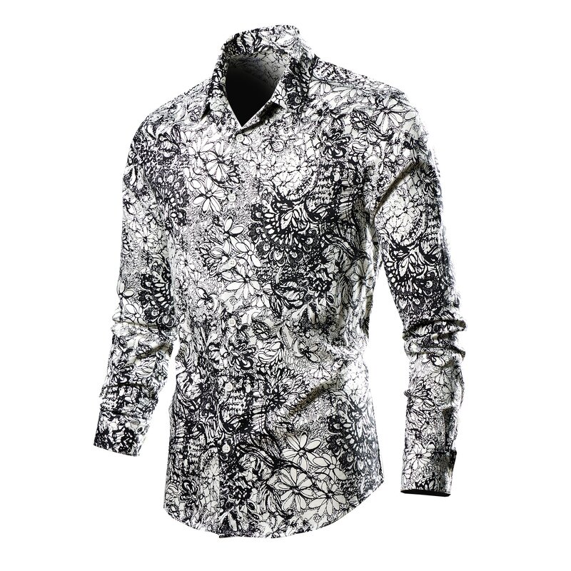 Men's Shirt Factory - OEM Premium Printed Casual Loose Long Sleeve