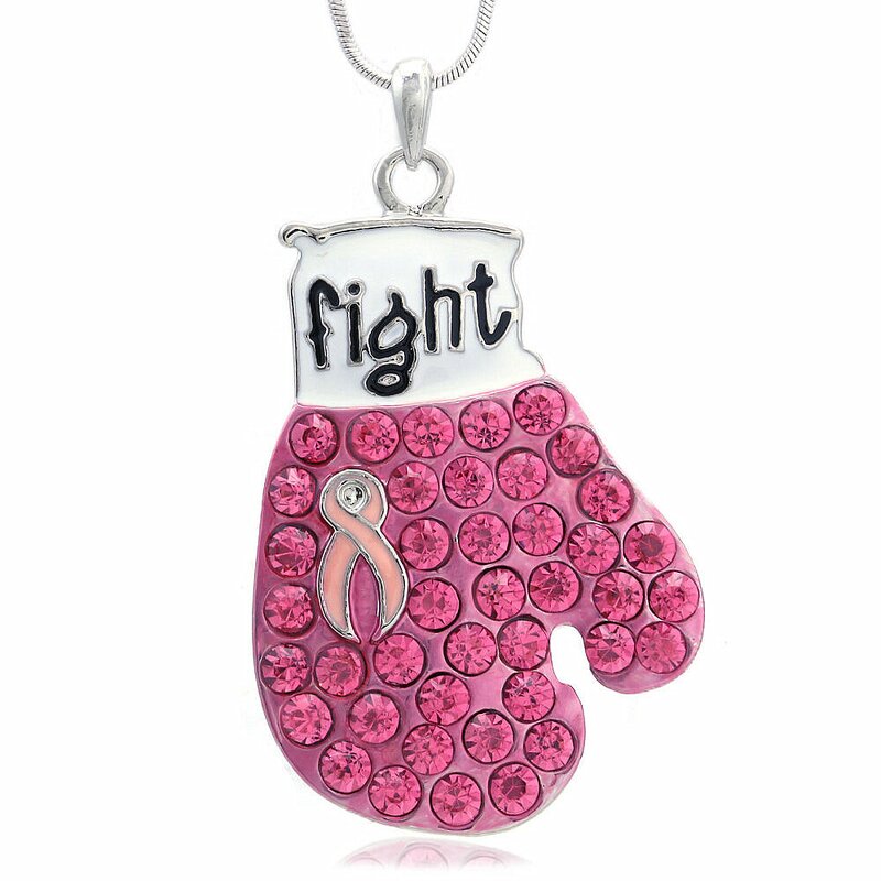 Breast Cancer Necklace Manufacturer - OEM Metal Sparking Pink Ribbon
